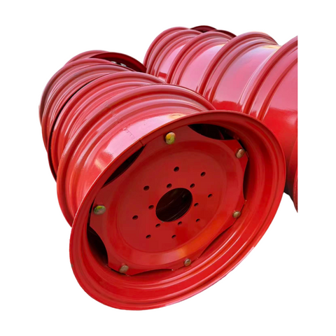 Red Painted Farm Tractor Steel Wheel Rim With Tire Lock Bolts Heavy Duty Agricultural Machinery Replacement Wheel Hub 11.2-24