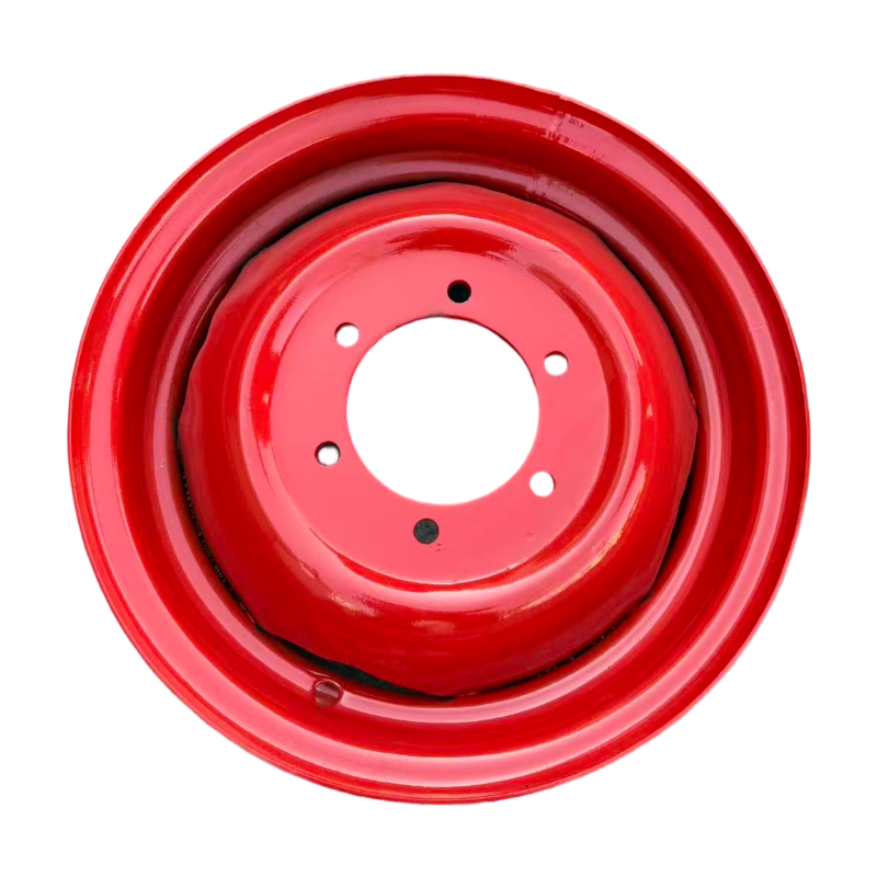 Red Painted Agricultural Tractor Steel Wheel Rim 6 Bolt Holes Heavy Duty Farm Machinery Wheel Hub Replacement Rim for Small Tractor 7-16