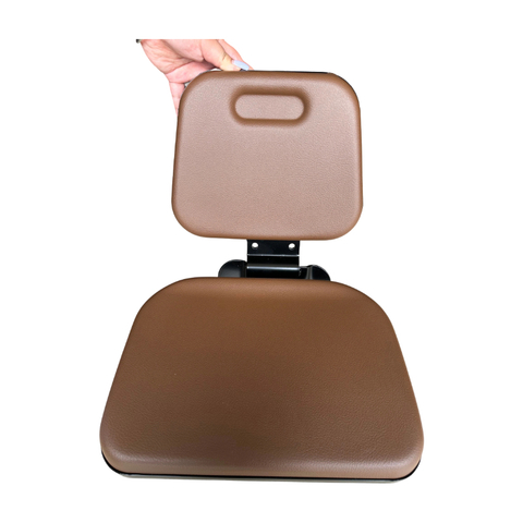 Heavy Duty Foldable Co-pilot Seat Brown PVC Leather Auxiliary Passenger Seat for Farm Tractor Construction Loader Excavator Spare Seat