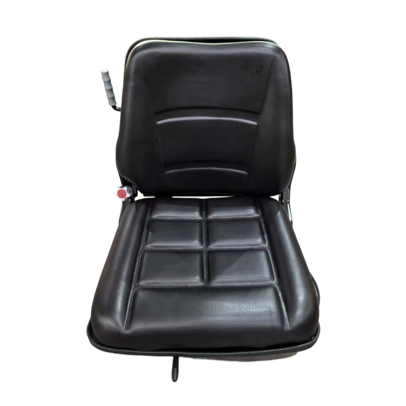 Black PVC Adjustable Tractor Seat With Reclining Lever, Suspension Driver Seat for Farm Loader Excavator Forklift FD-712