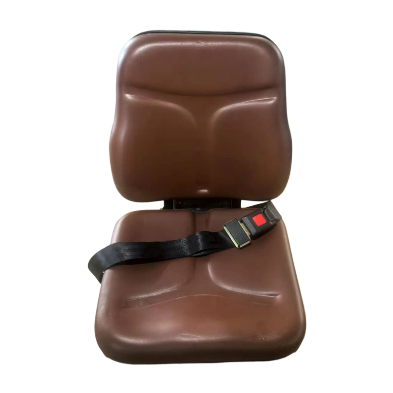 Brown PVC Compact Tractor Driver Seat with Safety Belt, Mini Farm Machinery Seat for Small Loader Excavator Forklift FD-218